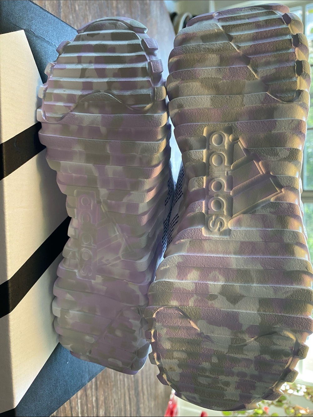 adidas White Athletic Shoes with Light Purple Accents - Picture 6 of 7